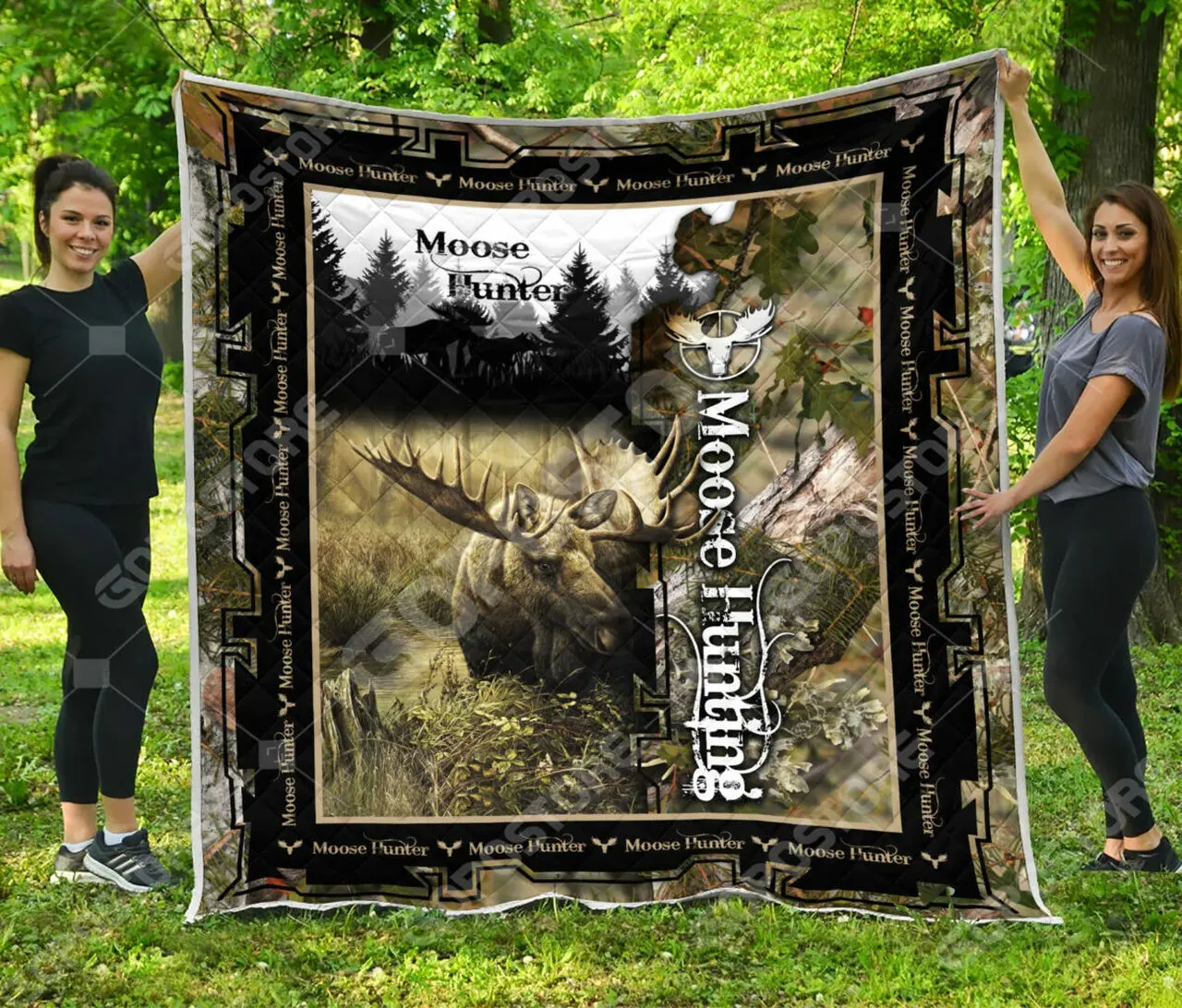 Cool Moose Hunting Camo Like Quilt Blanket and Home Decor