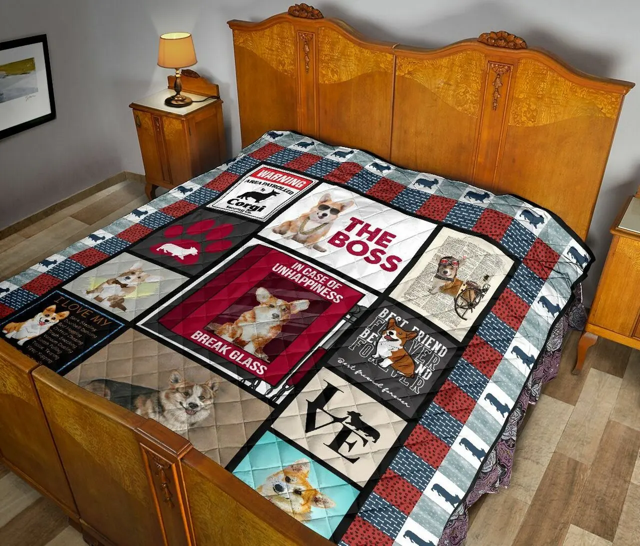 Corgi Love Quilt Tafo Bubl and Home Decor
