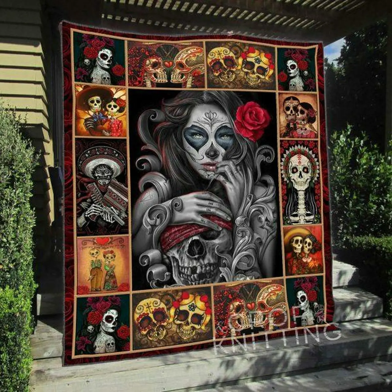 Couple Skull Quilt Blanket Quilt and Home Decor