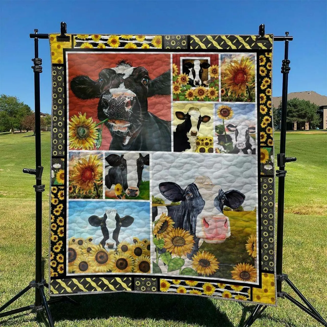 Cow And Flower DHCLD0909 Quilt Blanket and Home Decor