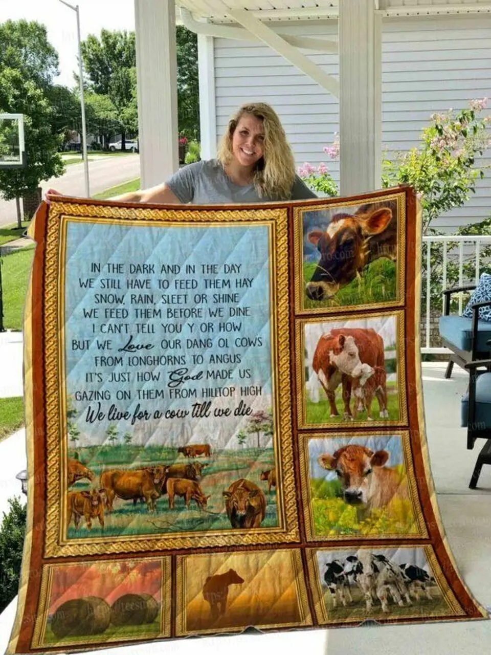 Cow Cl14100157Mdq Quilt Blanket and Home Decor