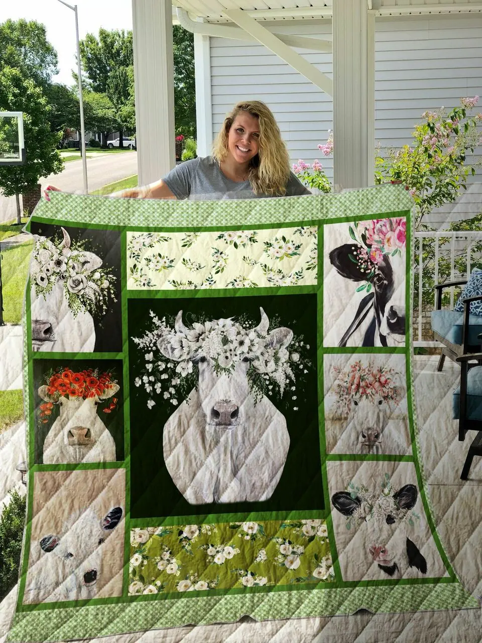Cow Printed Quilt Blanket Dhc1501621Vt and Home Decor