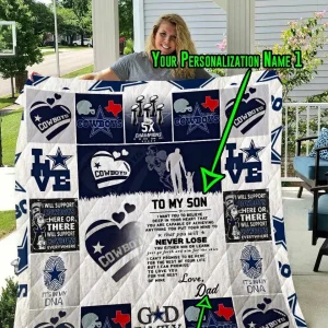 Cowboys Personalized Name Quilt Blanket and Home Decor
