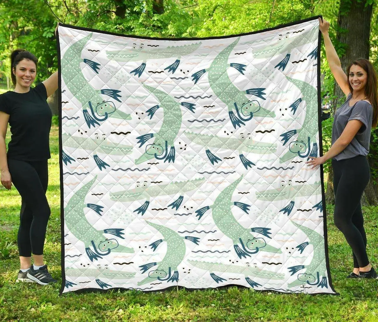 Crocodile Diver Pattern DHCDHC DT1910 Quilt Blanket and Home Decor