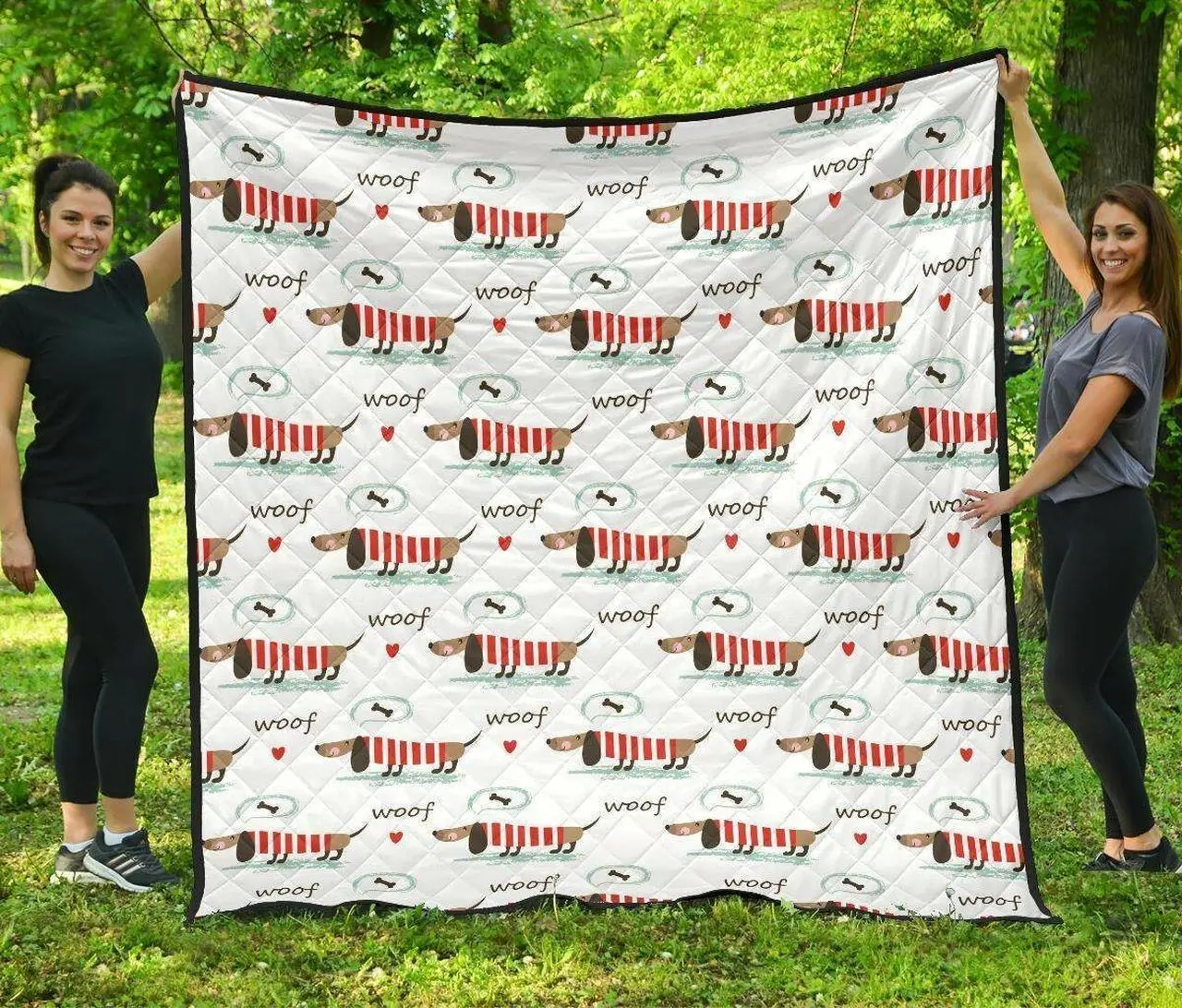 Cute Dachshund Bone Pattern DHCDHC DT1910 Quilt Blanket and Home Decor