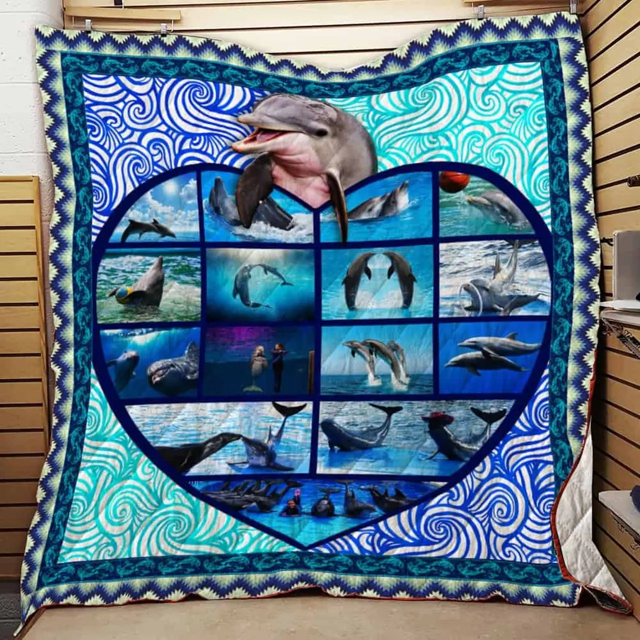 Cute Dolphin Quilt Kp and Home Decor