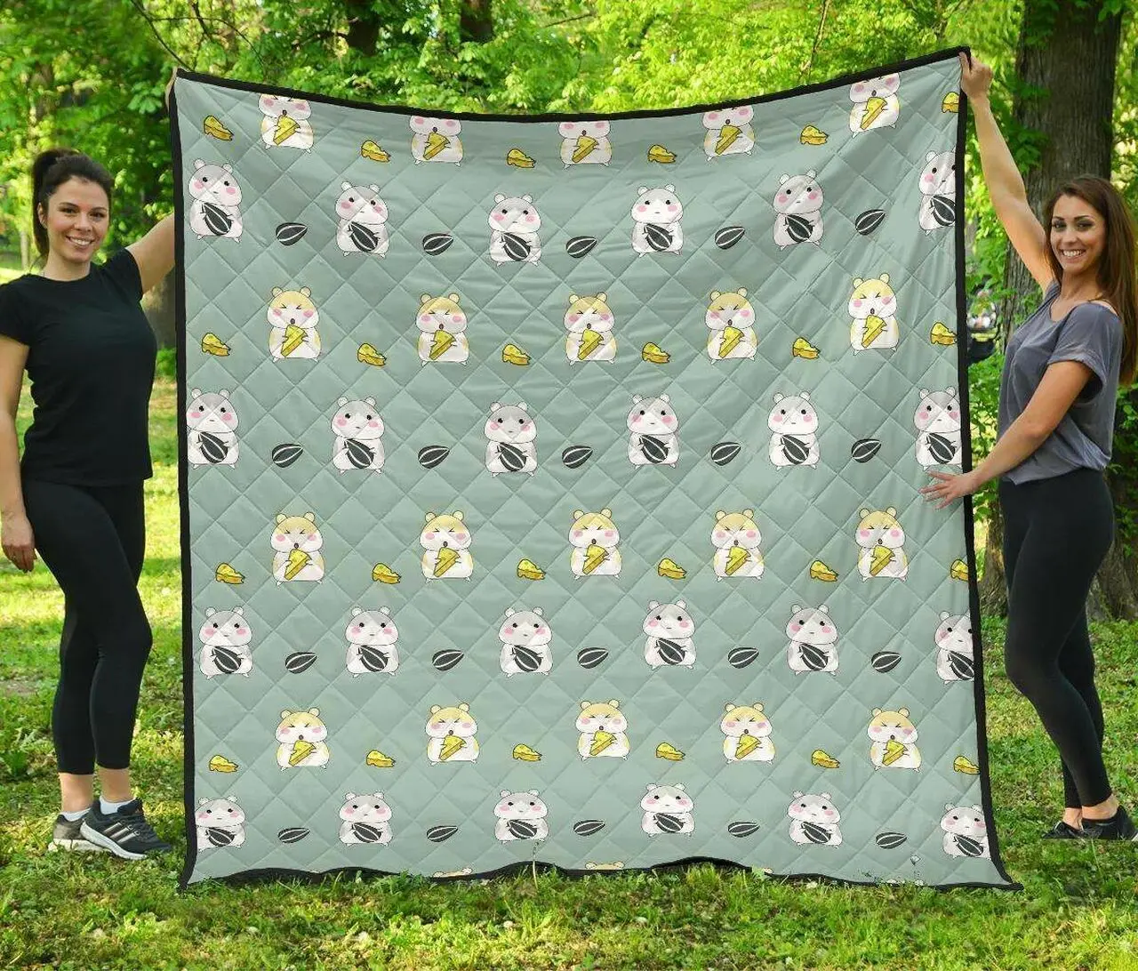 Cute Hamster Cheese Pattern DHCDHC DT1910 Quilt Blanket and Home Decor