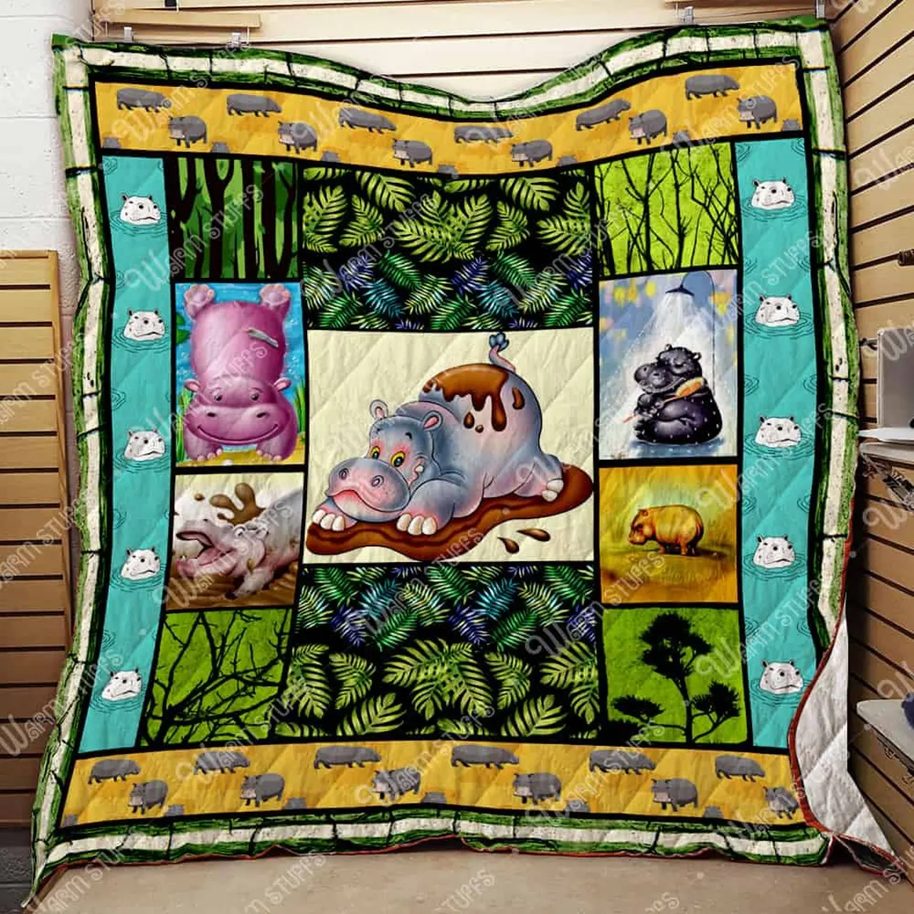 Cute Hippo Quilt and Home Decor