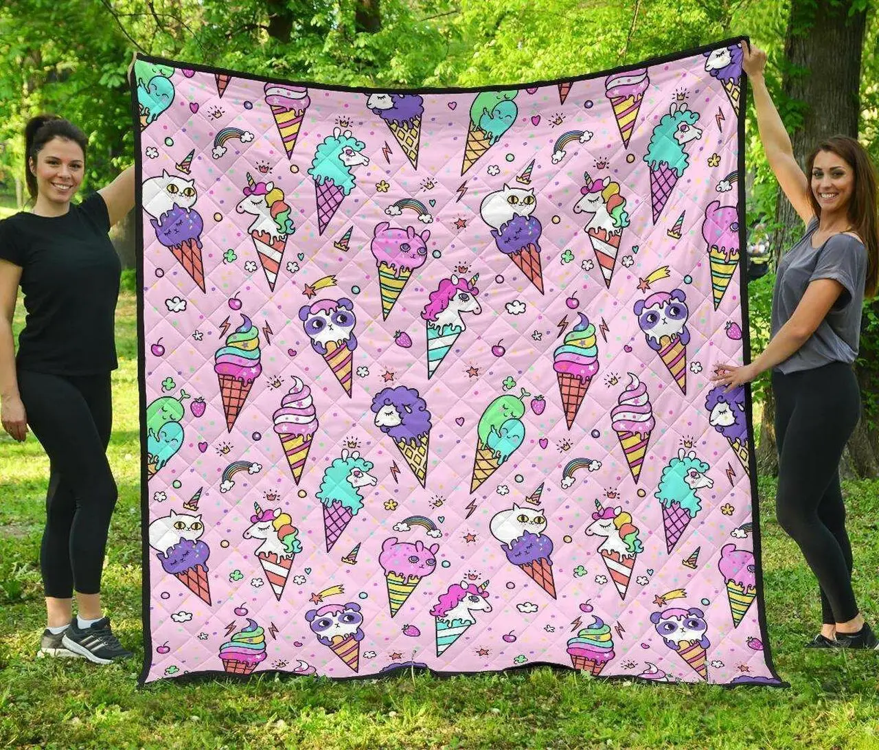 Cute Ice Cream Cone Animal Pattern DHCDHC DT1910 Quilt Blanket and Home Decor