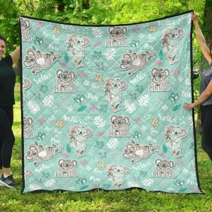 Cute Koalas Blue Background Pattern DHCDHC DT1910 Quilt Blanket and Home Decor