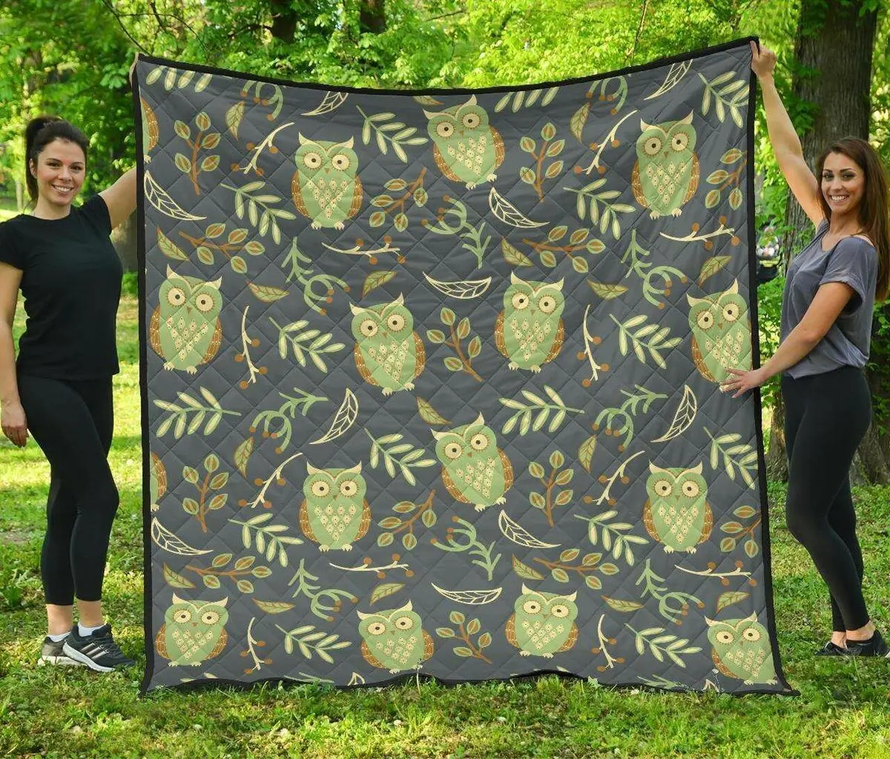 Cute Owls Leaves Pattern DHCDHC DT1910 Quilt Blanket and Home Decor