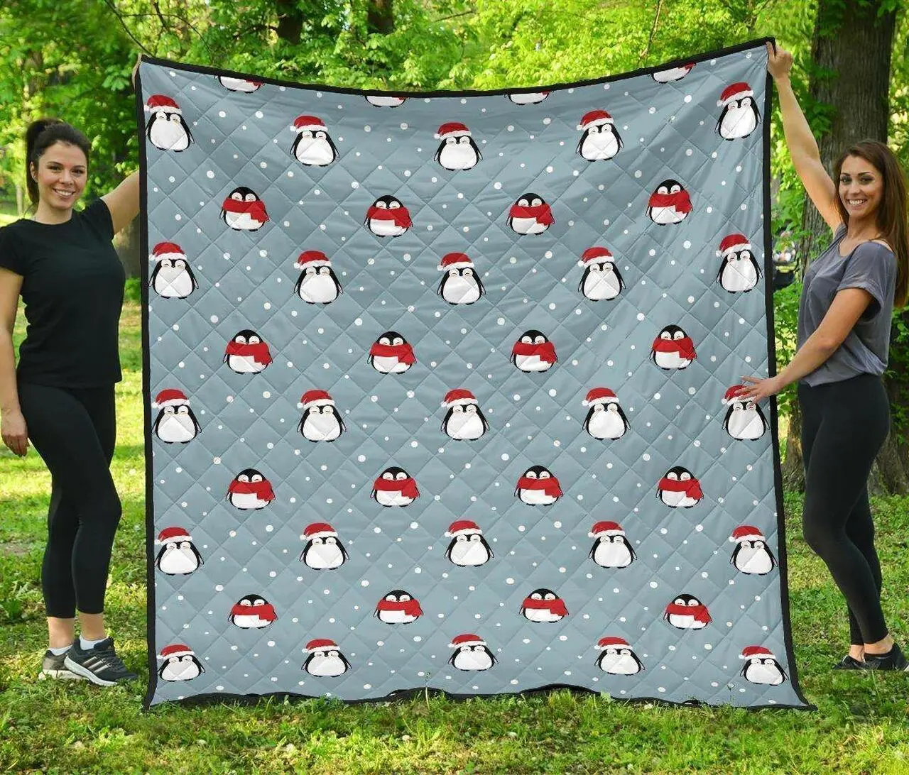 Cute Penguin Christmas Snow Pattern DHCDHC DT1910 Quilt Blanket and Home Decor