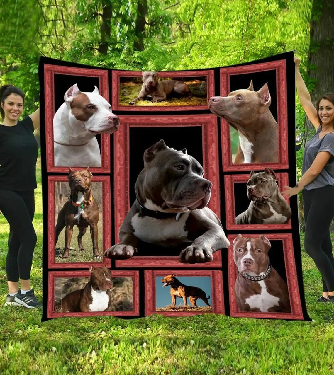 Cute Pitbulls Quilt Nml and Home Decor