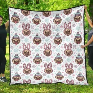 Cute Pug Hat Rabbit Costume Pattern DHCDHC DT1910 Quilt Blanket and Home Decor