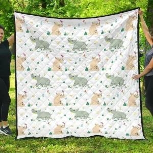 Cute Rhino Pattern DHCDHC DT1910 Quilt Blanket and Home Decor