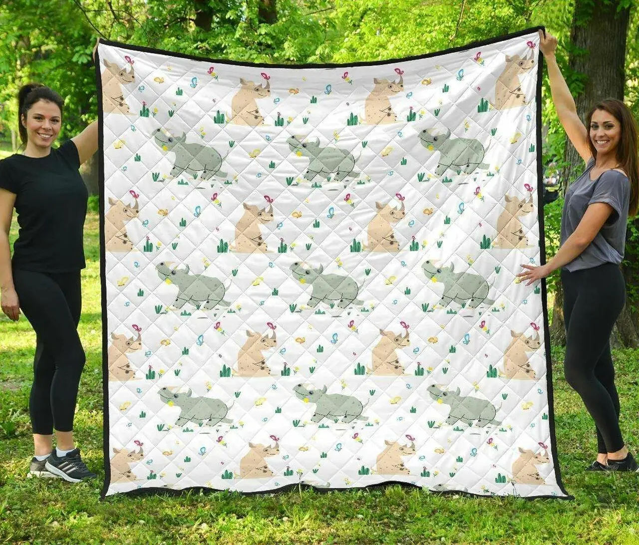 Cute Rhino Pattern DHCDHC DT1910 Quilt Blanket and Home Decor