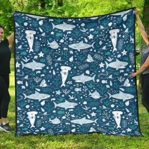 Cute Shark Pattern DHCDHC DT1910 Quilt Blanket and Home Decor