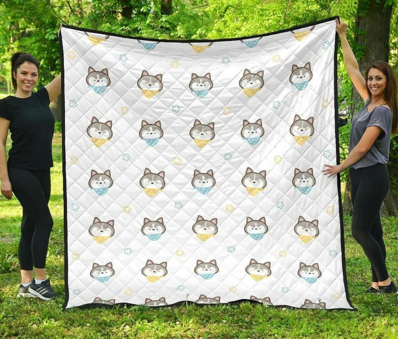 Cute Siberian Husky Pattern DHCDHC DT1910 Quilt Blanket and Home Decor