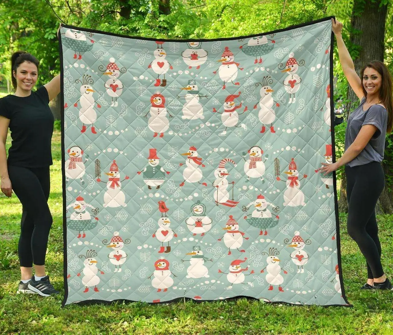 Cute Snowman Pattern DHCDHC DT1910 Quilt Blanket and Home Decor