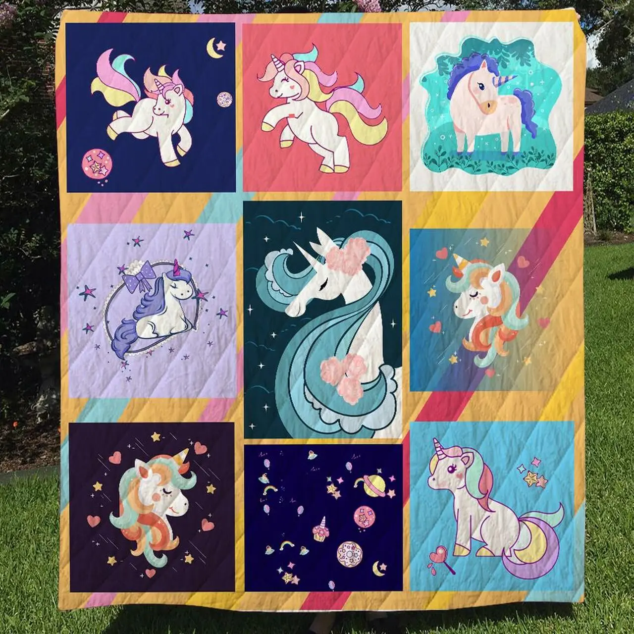 Cute Unicorn Quilt Quilt and Home Decor