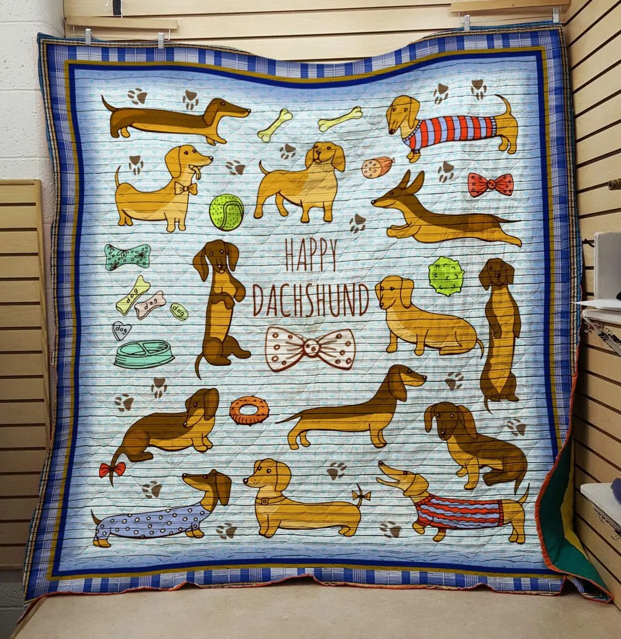 Dachshund Happy Quilt and Home Decor