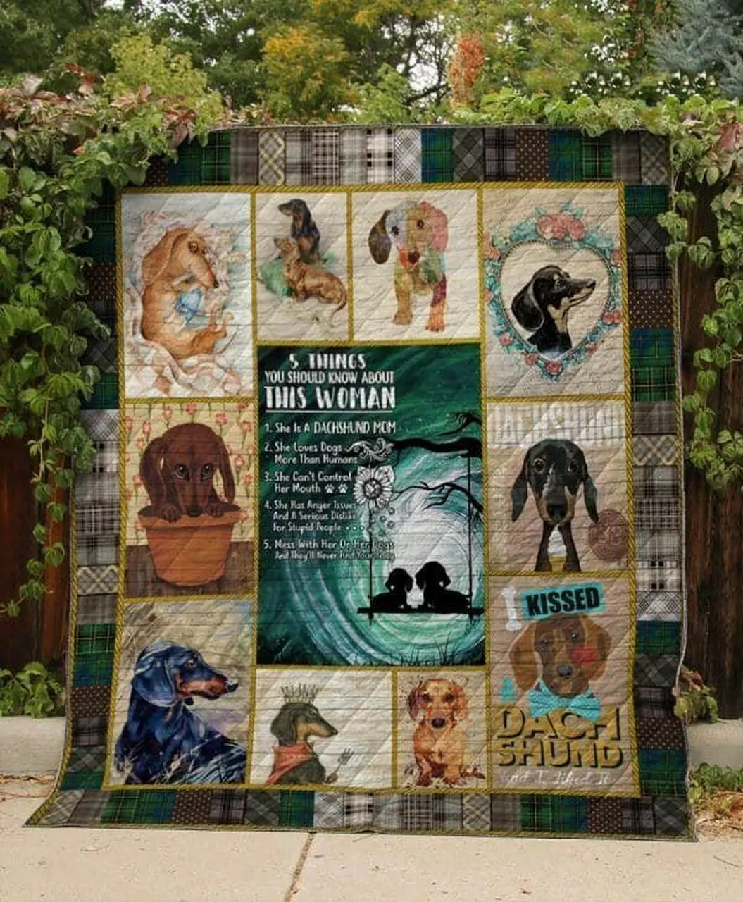 Dachshund Hur Quilt Cysite and Home Decor