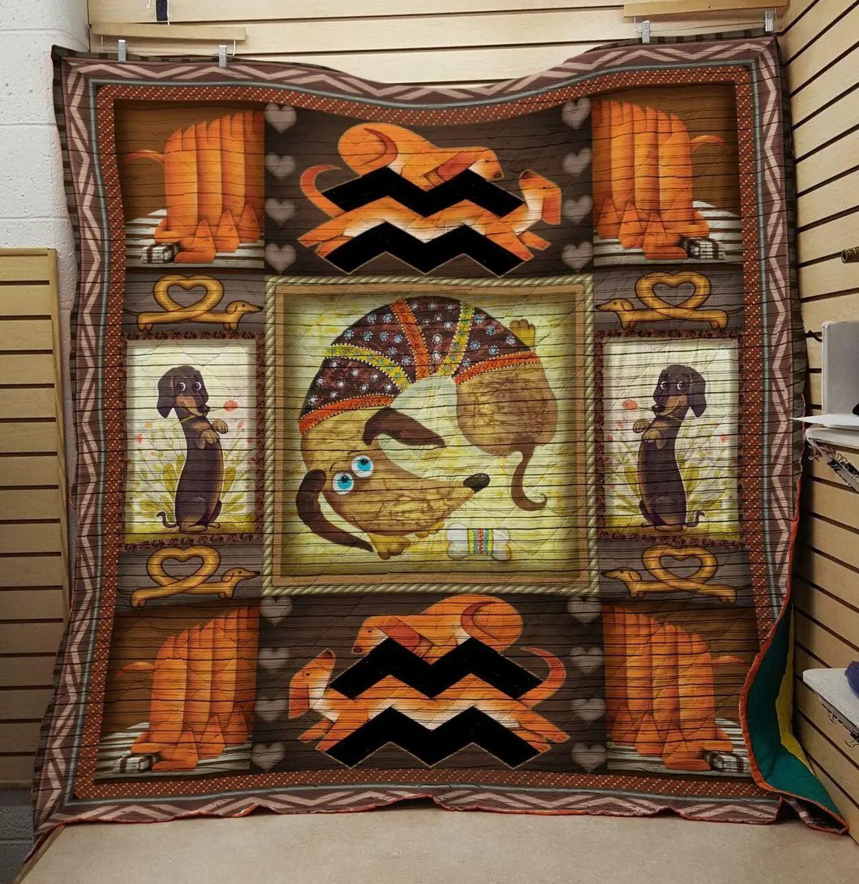 Dachshund Love 1 Quilt and Home Decor