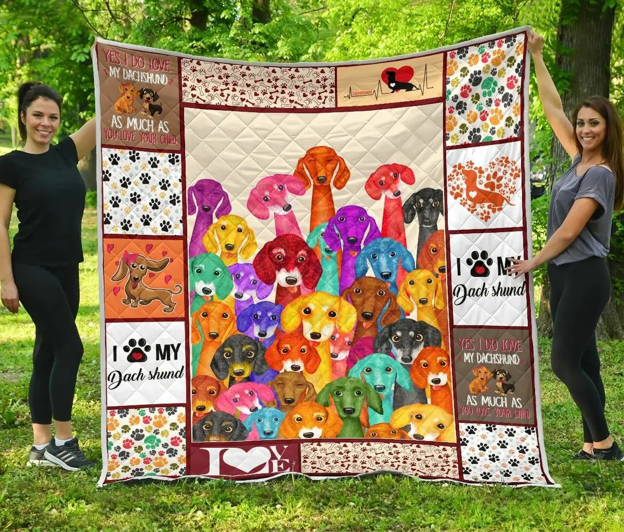 Dachshund Multi Quilt Blanket Dhc09121619Dd and Home Decor