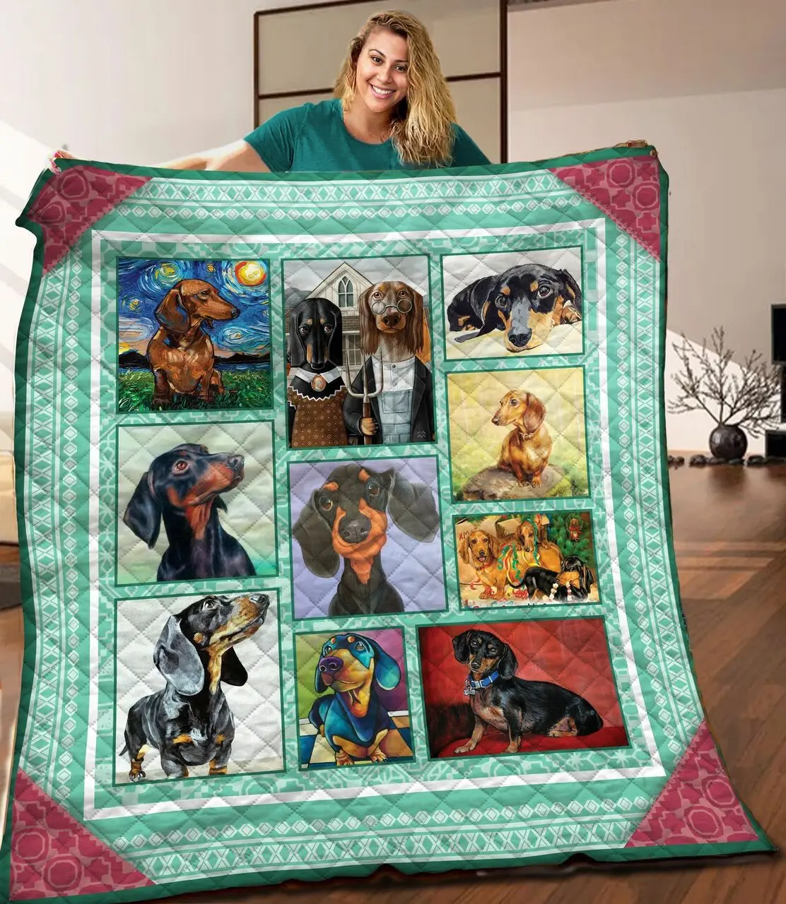 Dachshund Quilt Blanket C9B030315NA and Home Decor