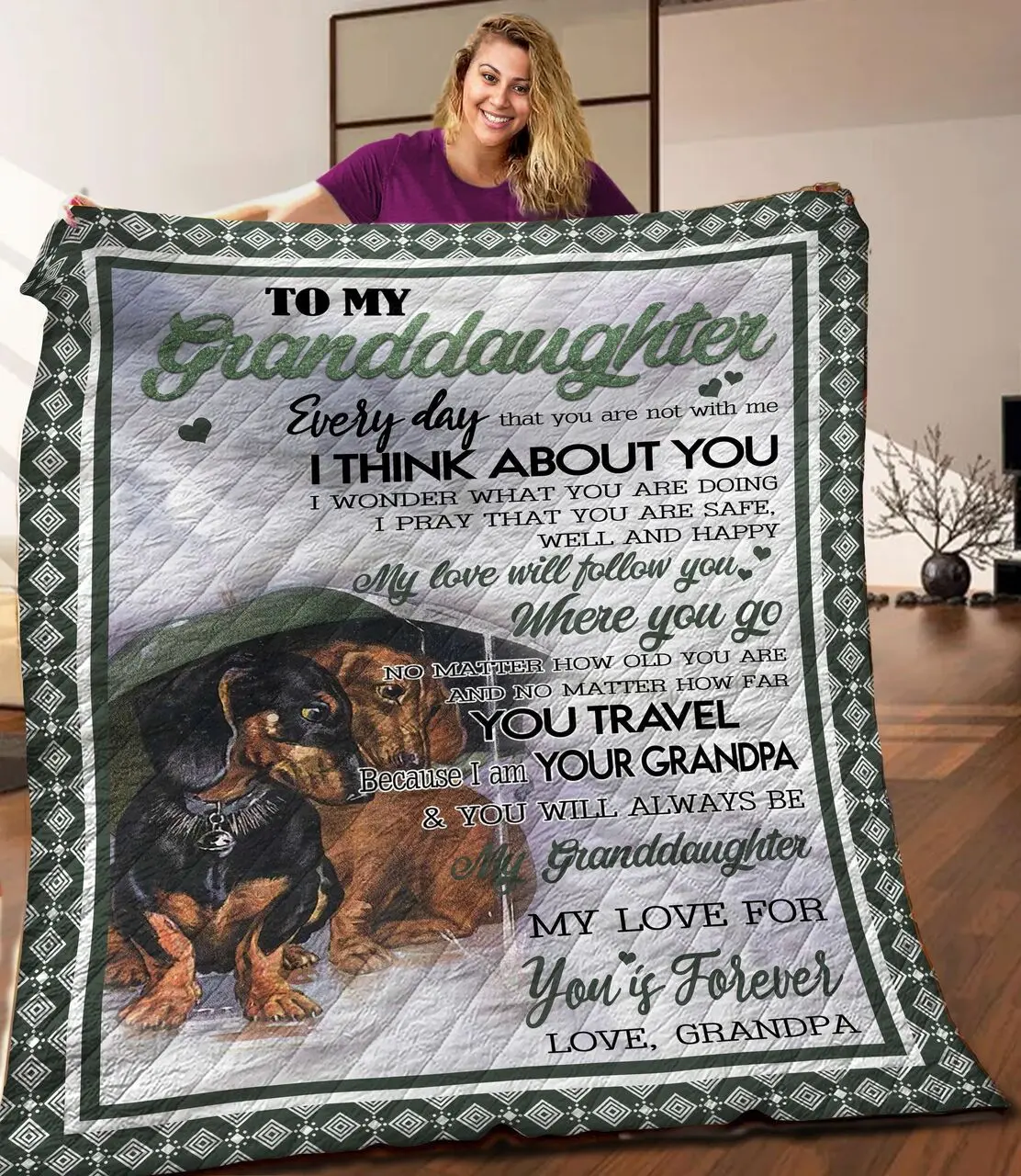 Dachshund Quilt Blanket C9B040318NA and Home Decor