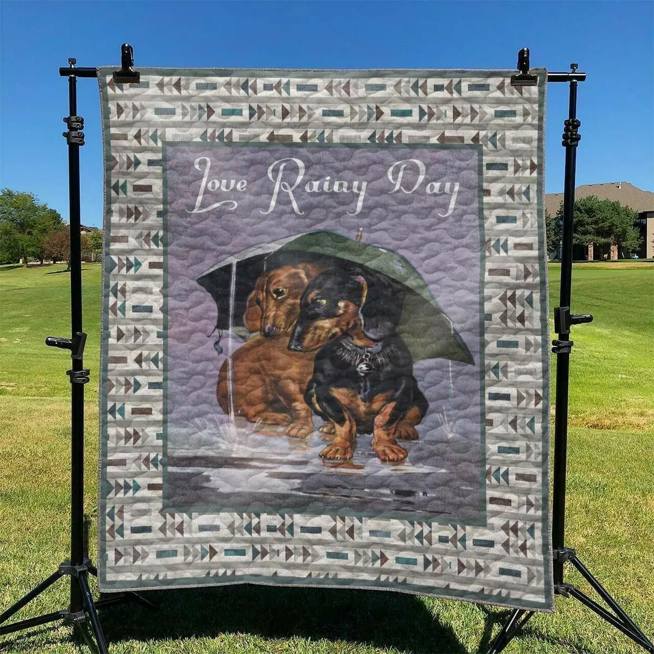 Dachshund Rainy Day DHCCNA0909 Quilt Blanket and Home Decor