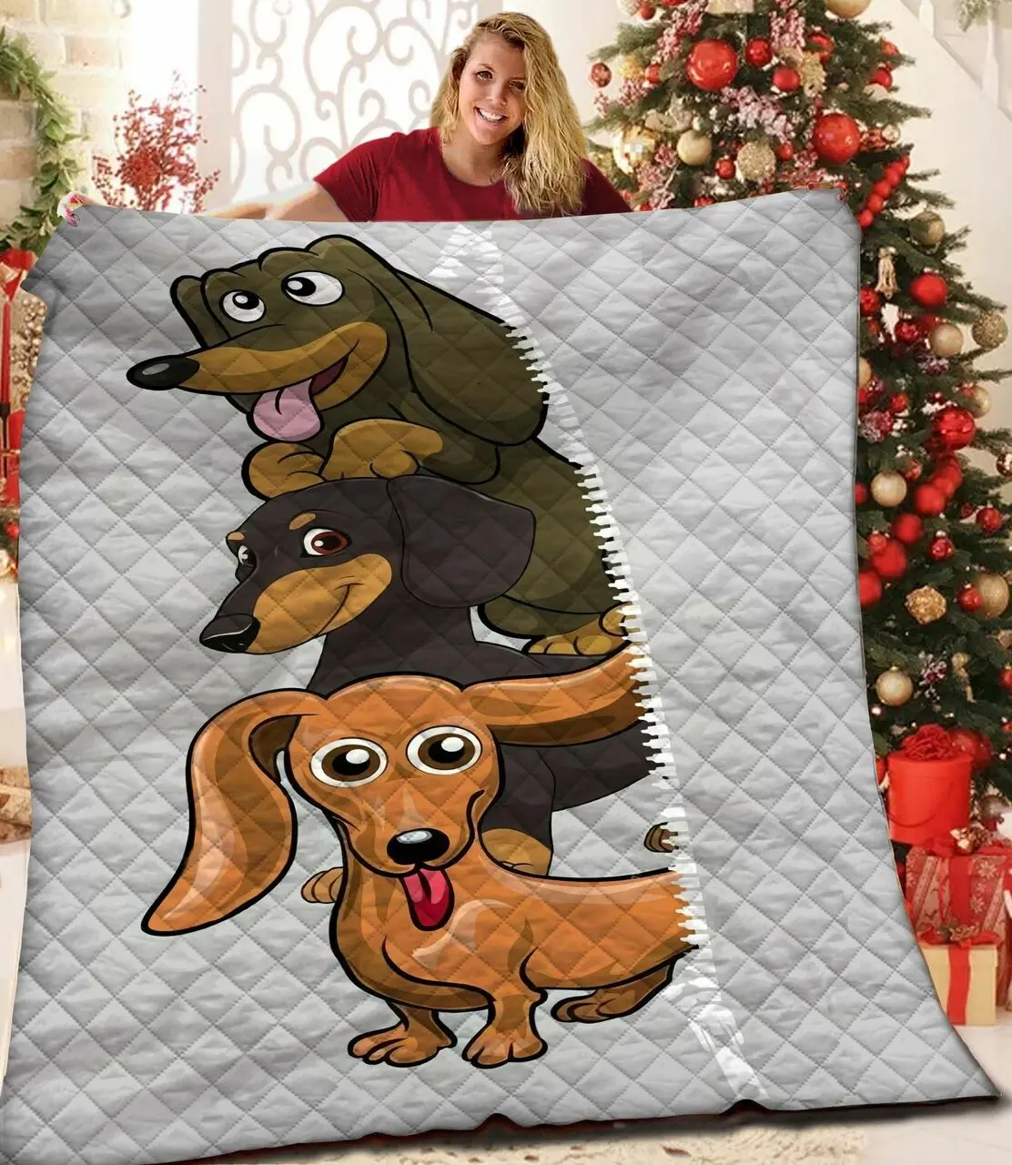 Dachshuns 3D Customized Quilt TUH87354 PLEN2407 and Home Decor