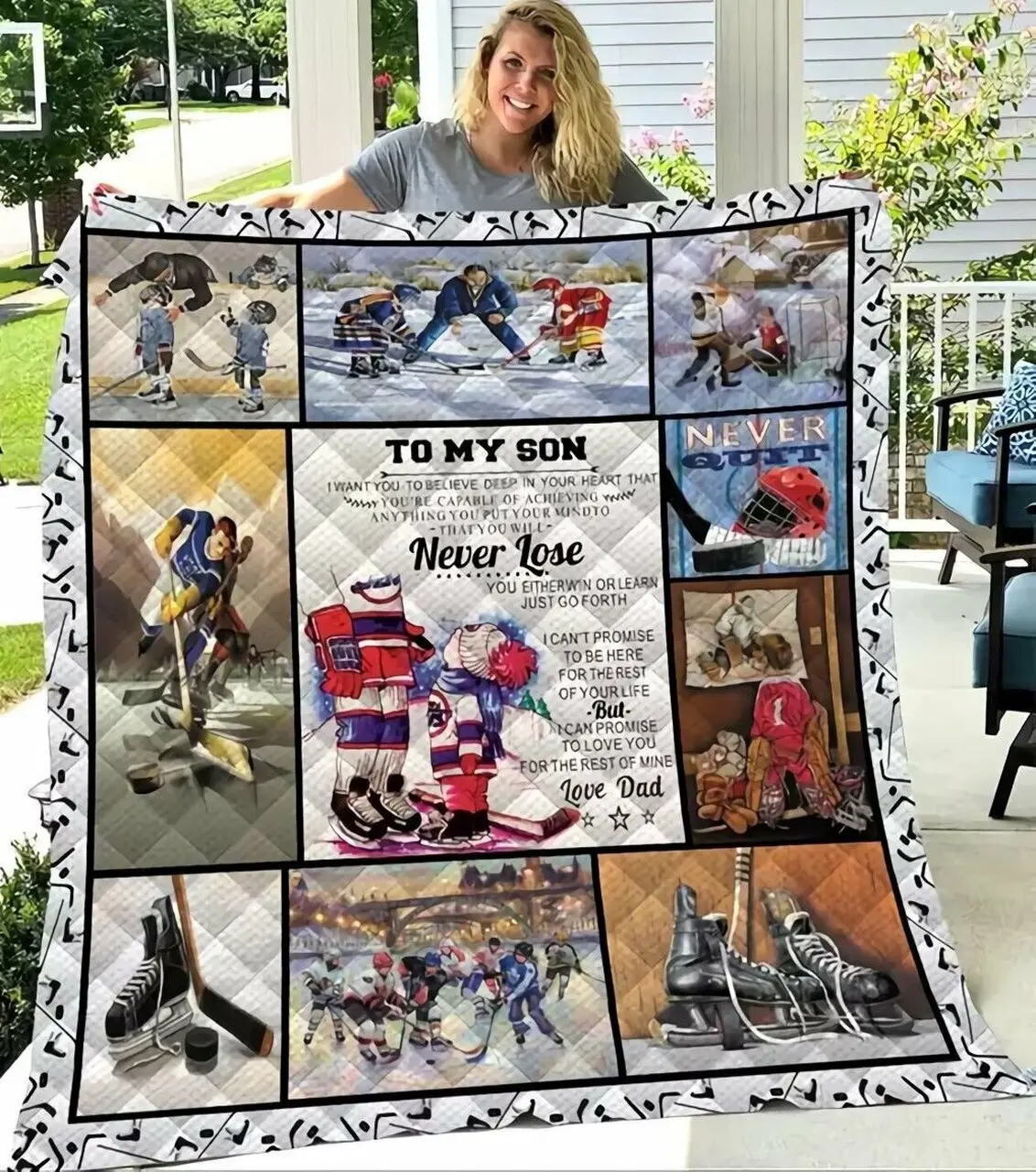 Dad To My Son Jfj Quilt Ref and Home Decor