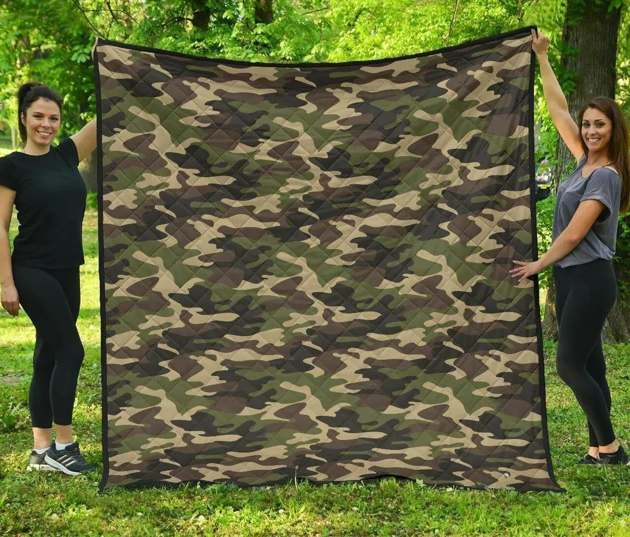 Dark Green Camo Camouflage Pattern DHCDHC DT1910 Quilt Blanket and Home Decor