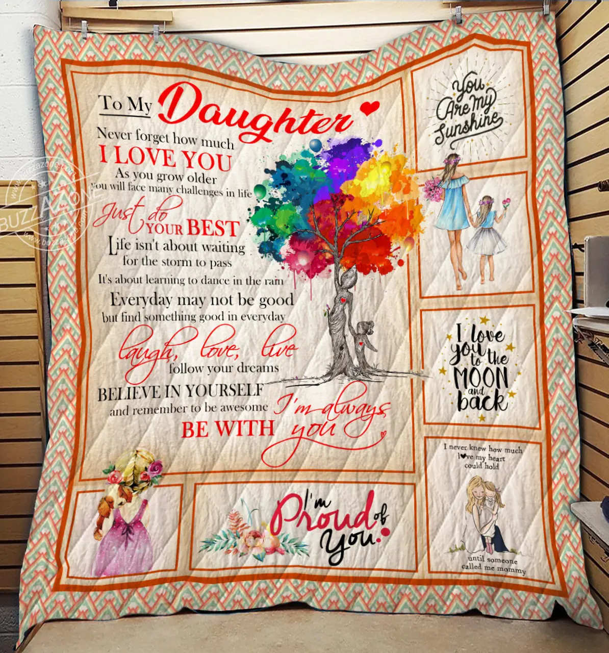 Daughter Mom Laugh Love Live Quilt Cc and Home Decor