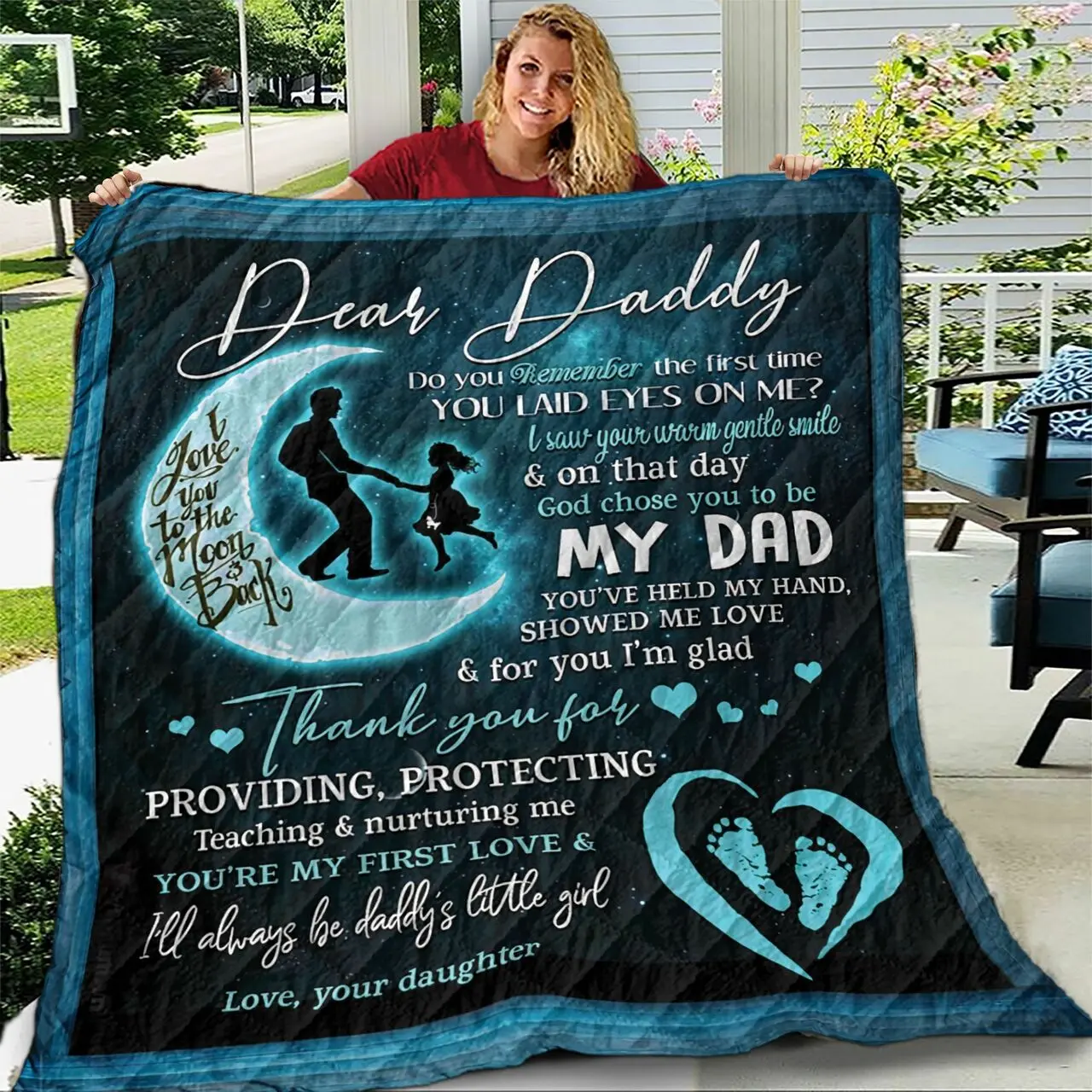 Dear Daddy FF2 NTTH011298 3D Customized Quilt and Home Decor