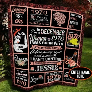 December 1970 Personalized Quilt Blanket Bbb010605Nb and Home Decor