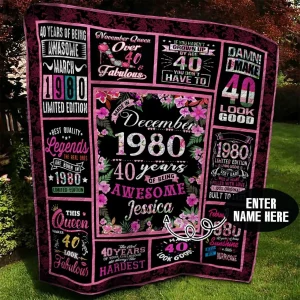December 1980 Personalized Quilt Blanket Bbb010621Mh and Home Decor