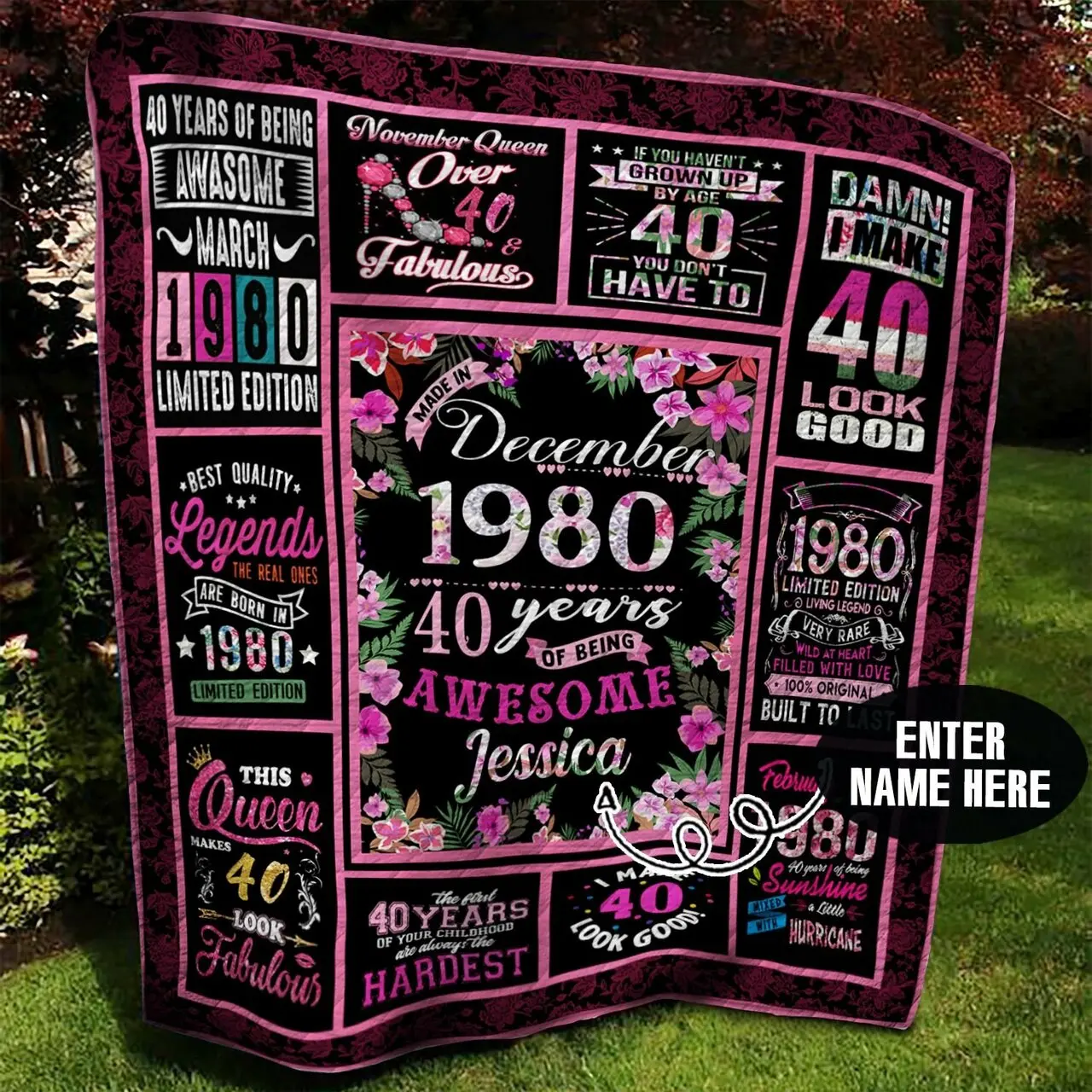 December 1980 Personalized Quilt Blanket Bbb010621Mh and Home Decor