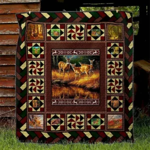Deer Hn130514 Quilt Blanket and Home Decor
