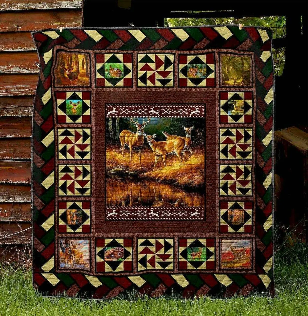 Deer Hn130514 Quilt Blanket and Home Decor