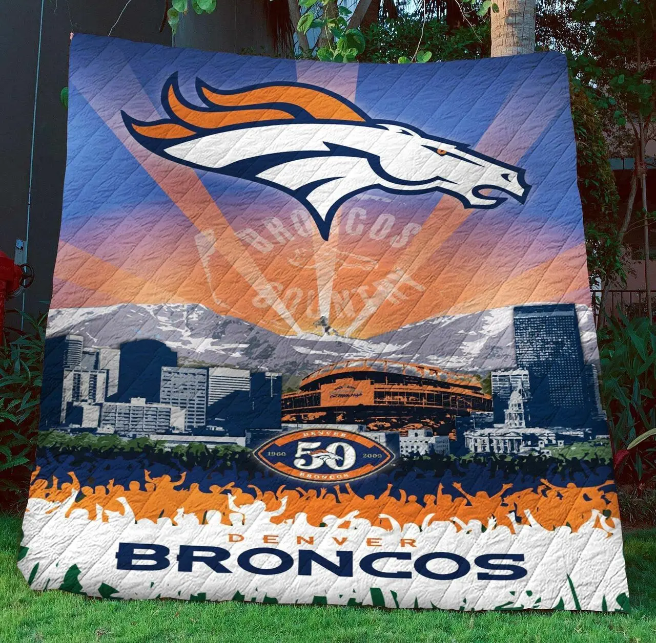 Denver Broncos B140956 Quilt Blanket and Home Decor
