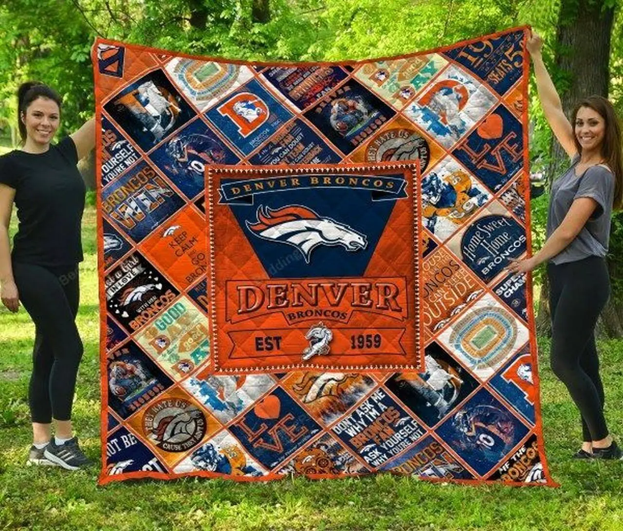 Denver Broncos Quilt Blanket Fan Made and Home Decor