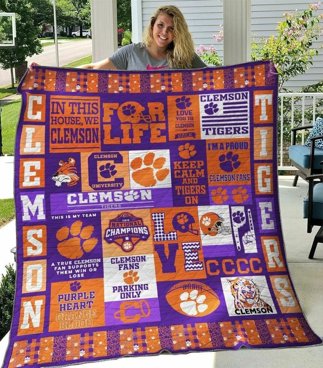 Dhcemson Tigers B270620 Quilt Blanket and Home Decor