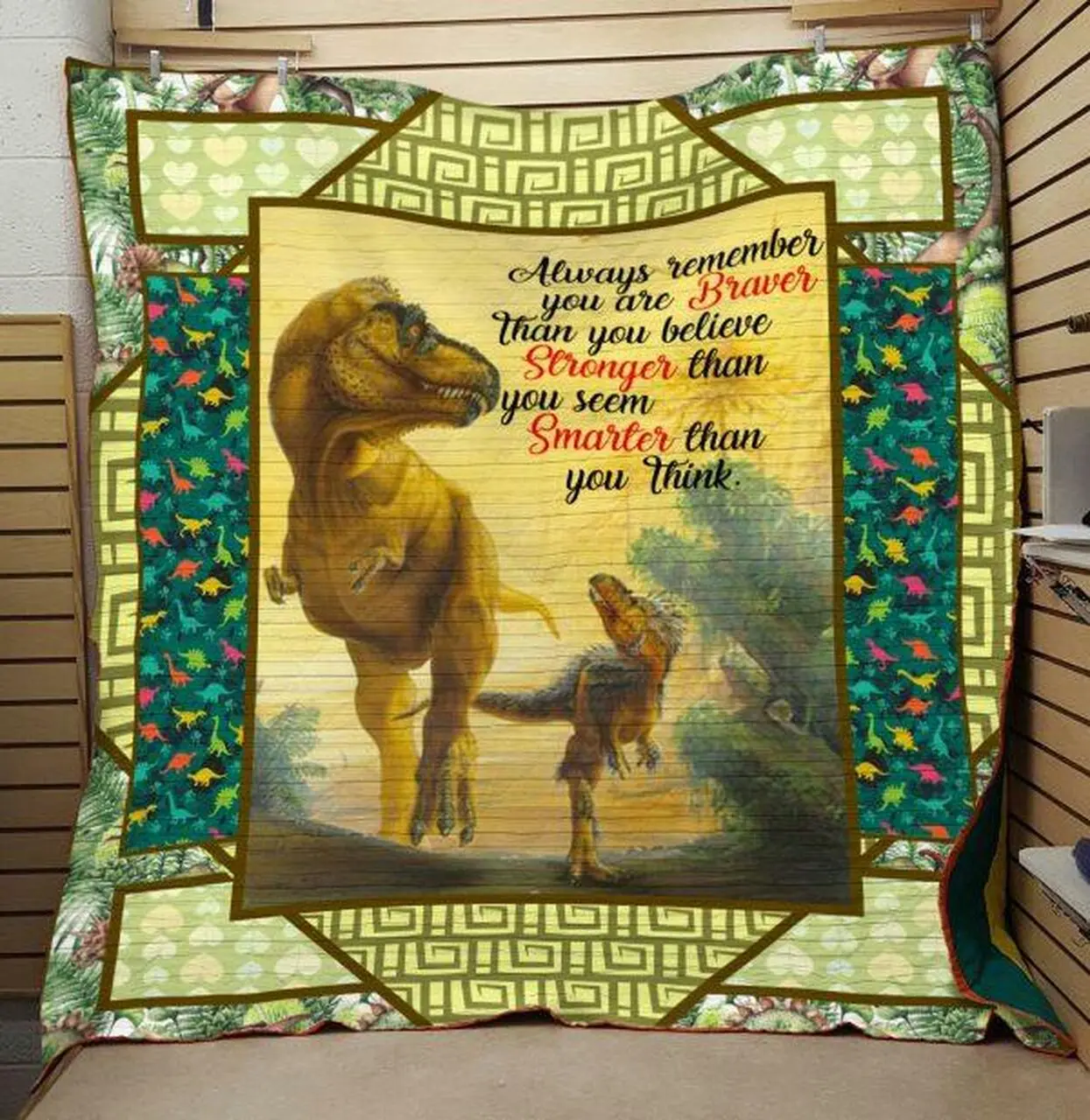 Dinosaur Quotes Quilt V1 and Home Decor