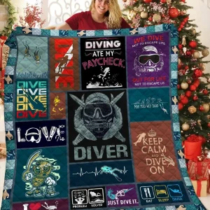 Diver 3D Customized Quilt TUH87550 PLEN2407 and Home Decor
