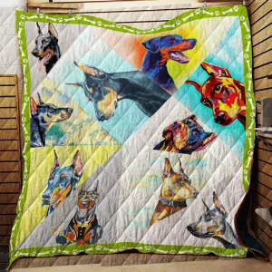 Doberman- R166 Customize Quilt Blanket and Home Decor