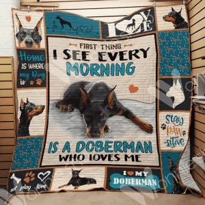 Dobermann Blak Dober Mann Quilt Hxt and Home Decor