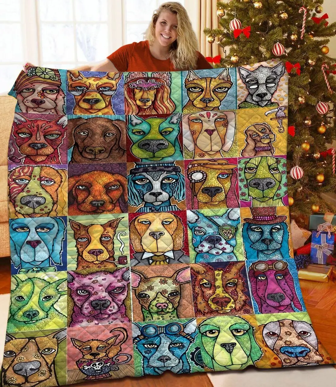 Dog 3D Customized Quilt TUH87152 PLEN2407 and Home Decor