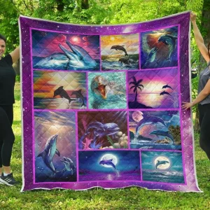 Dolphin In Heart DQ 3D Customized Quilt and Home Decor
